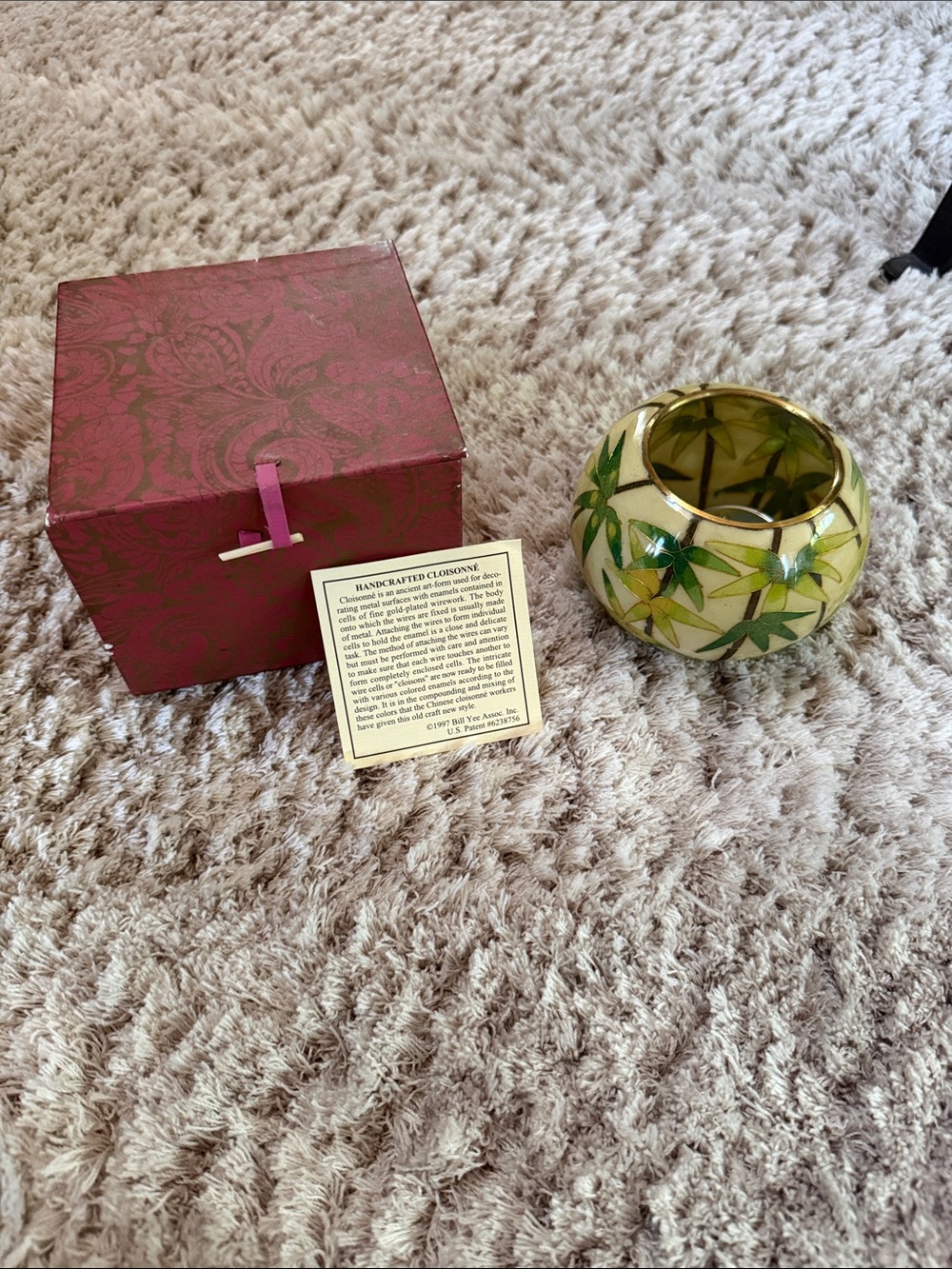 RARE! Vintage 1997 Bill Yee Cloisonné Plique-à-Jour Bamboo Votive Holder –